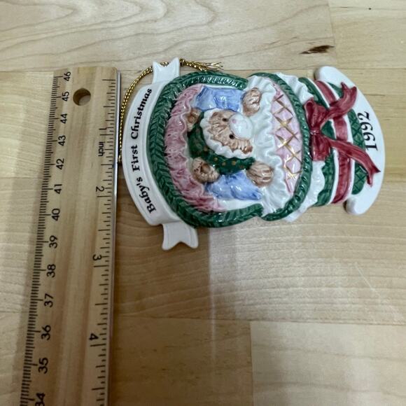 Fitz & Floyd "Rock-A-Bye-Teddy" Baby's 1st Christmas Ornament 1992 With Box - Picture 9 of 9